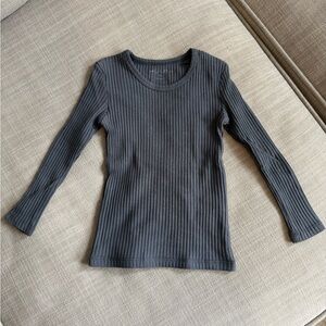 LOVELY LITTLES Slate Ribbed Long-Sleeve Crewneck Top Charcoal 6-9m